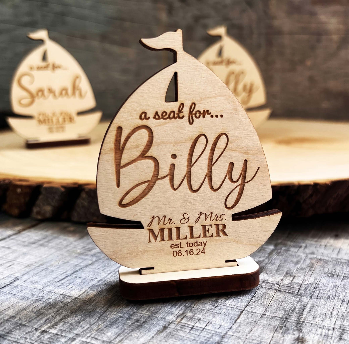 Custom Wooden Wedding Place Cards & Seat Holders | Memories Made