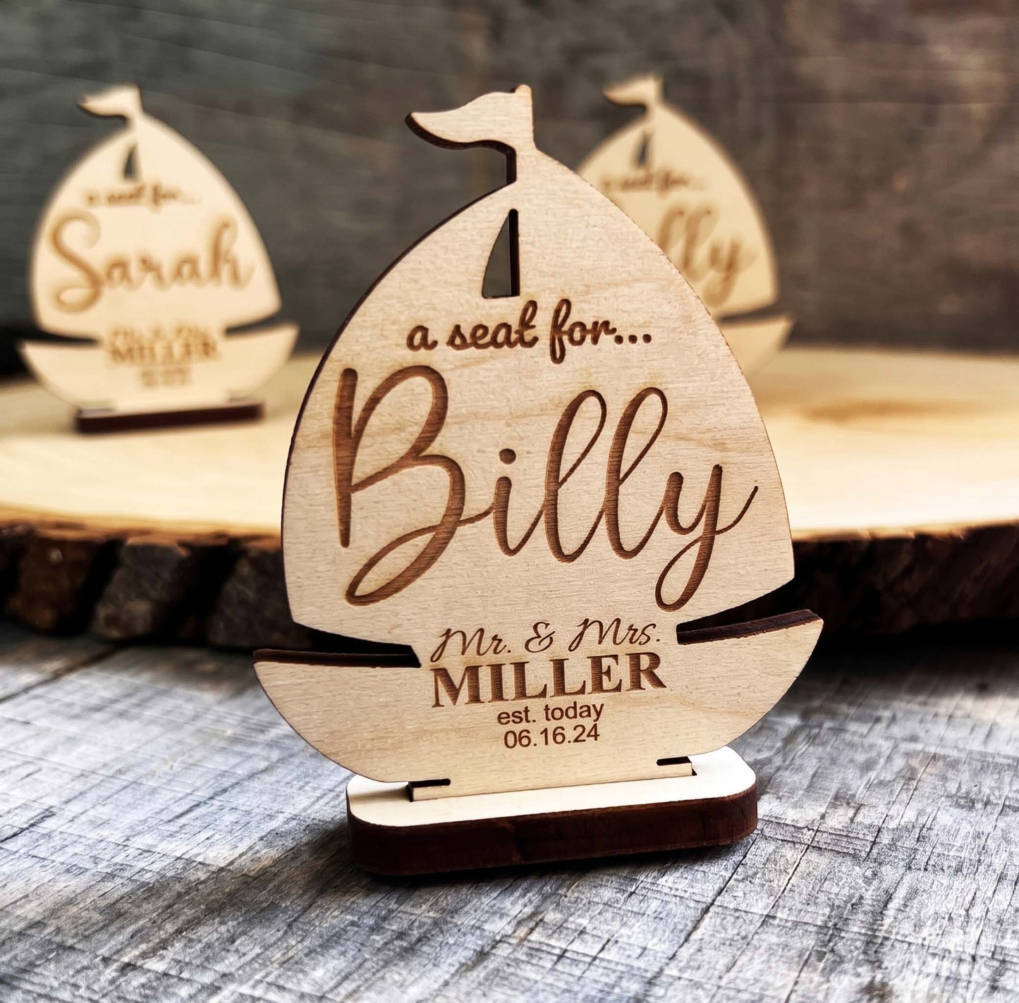 Custom Wooden Wedding Place Cards & Seat Holders | Memories Made
