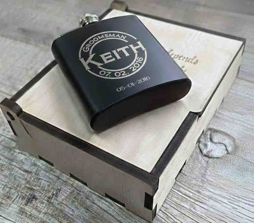 Personalized 6oz Stainless Steel Flask | Custom Engraved Groomsmen Gift | Design 16