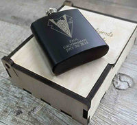 Personalized 6oz Stainless Steel Flask | Custom Engraved Groomsmen Gift | Tuxedo Design