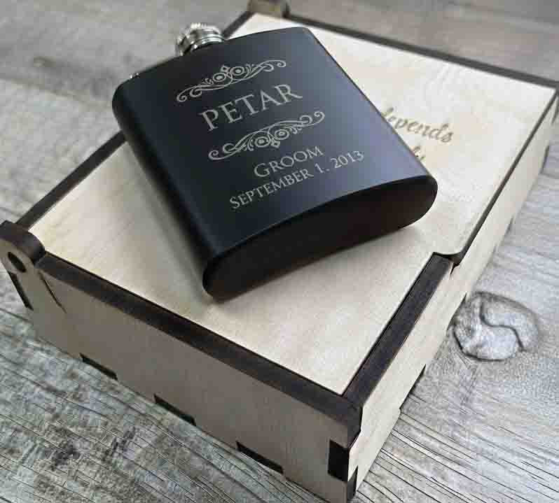 Personalized 6oz Stainless Steel Flask | Custom Engraved Groomsmen Gift | Design 14