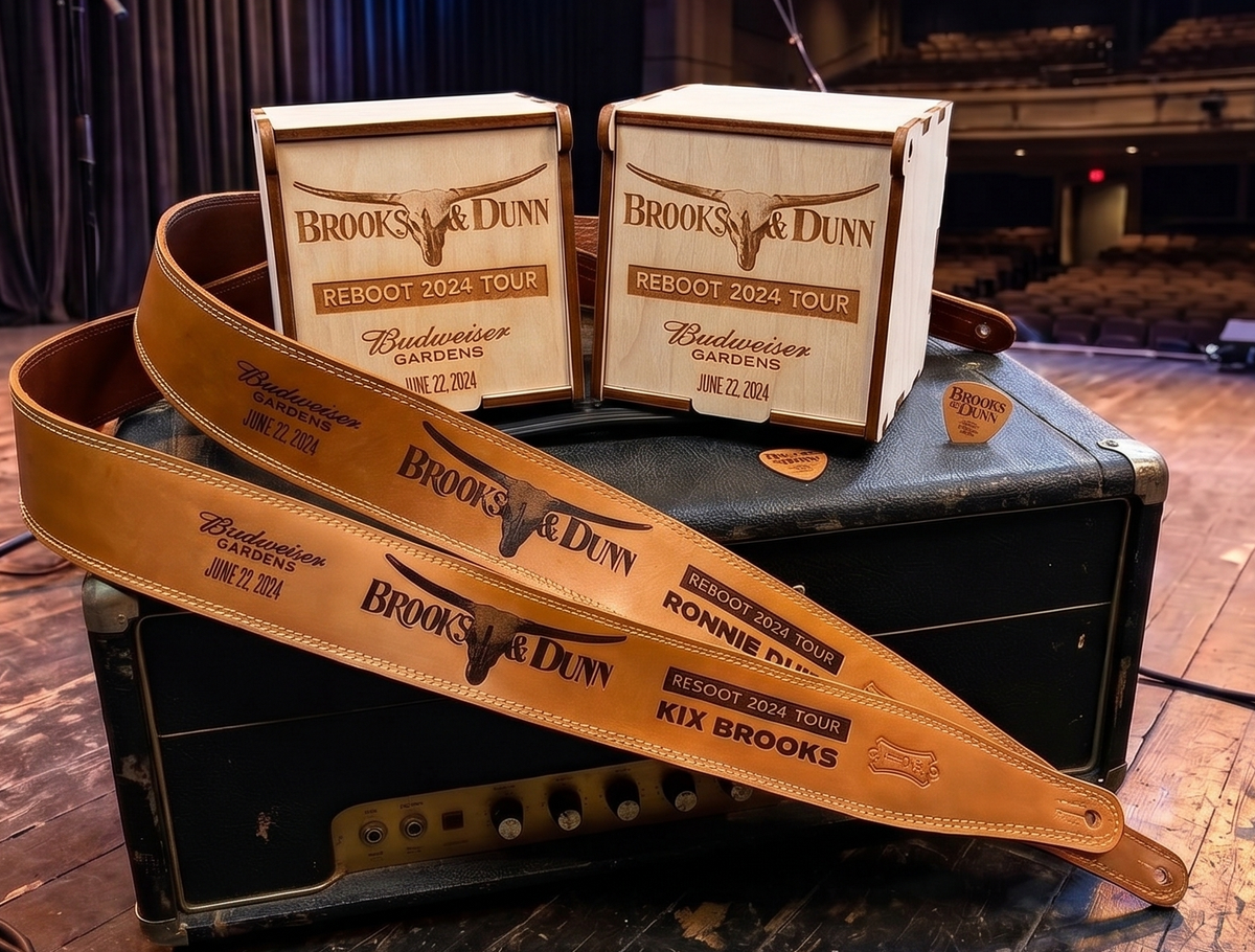 Engraved Leather Guitar Strap | Personalized Butter Leather Double Stitching