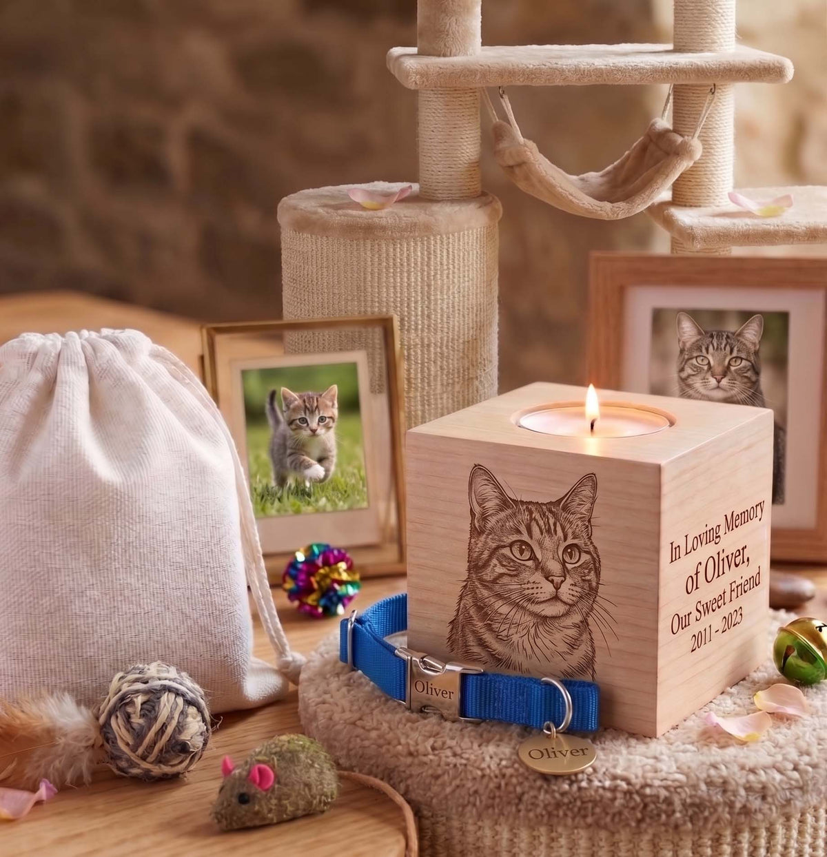 Rainbow Bridge Pet Memorial Block: Custom Engraved Canadian Maple