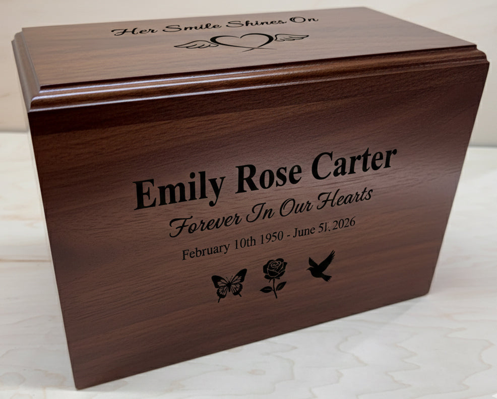 The Cedar Valley Urn: Custom Laser Engraved Wooden Cremation Urn | Made in Canada