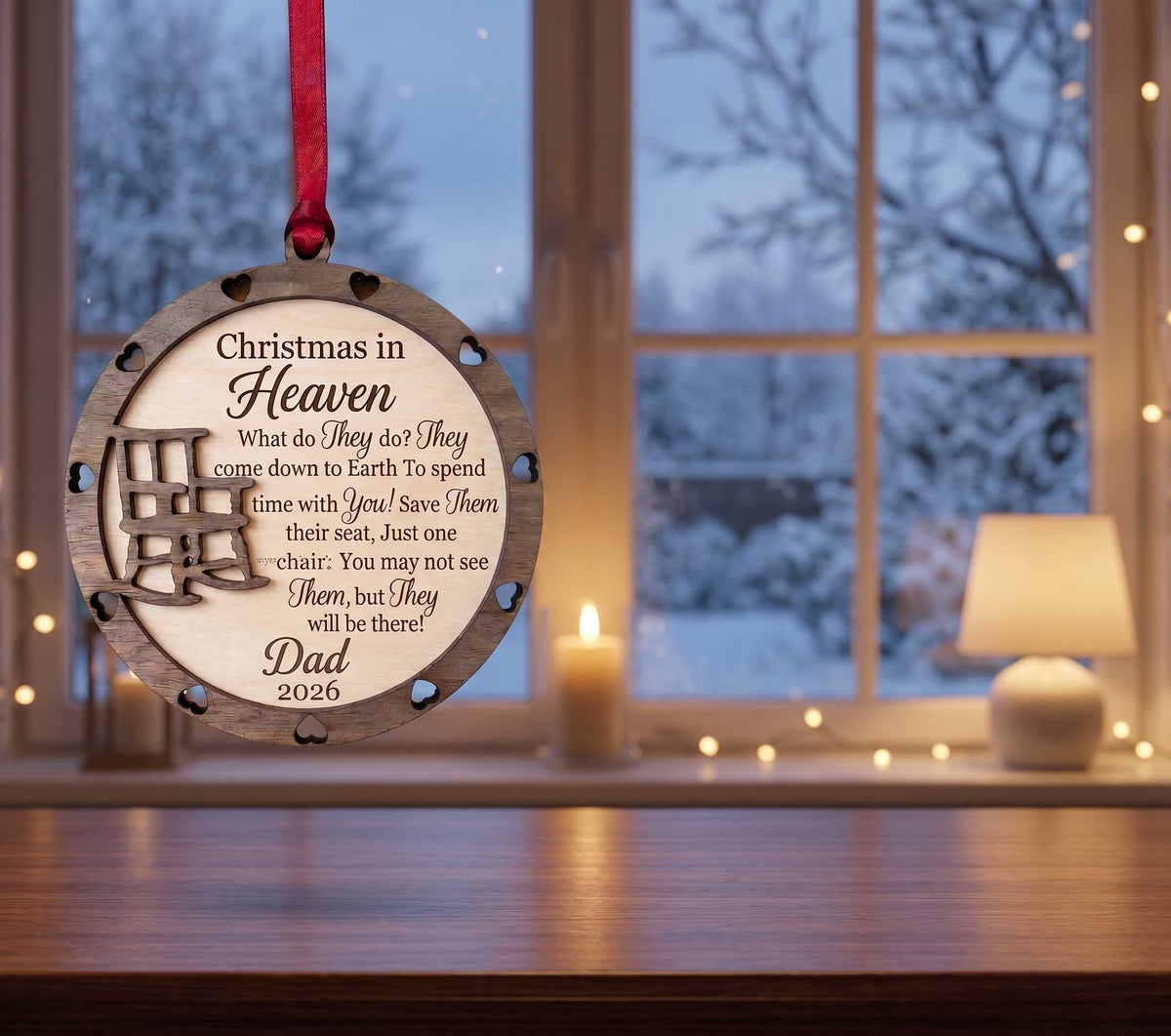 Christmas in Heaven Ornament | Custom Laser Engraved Memorial Keepsake