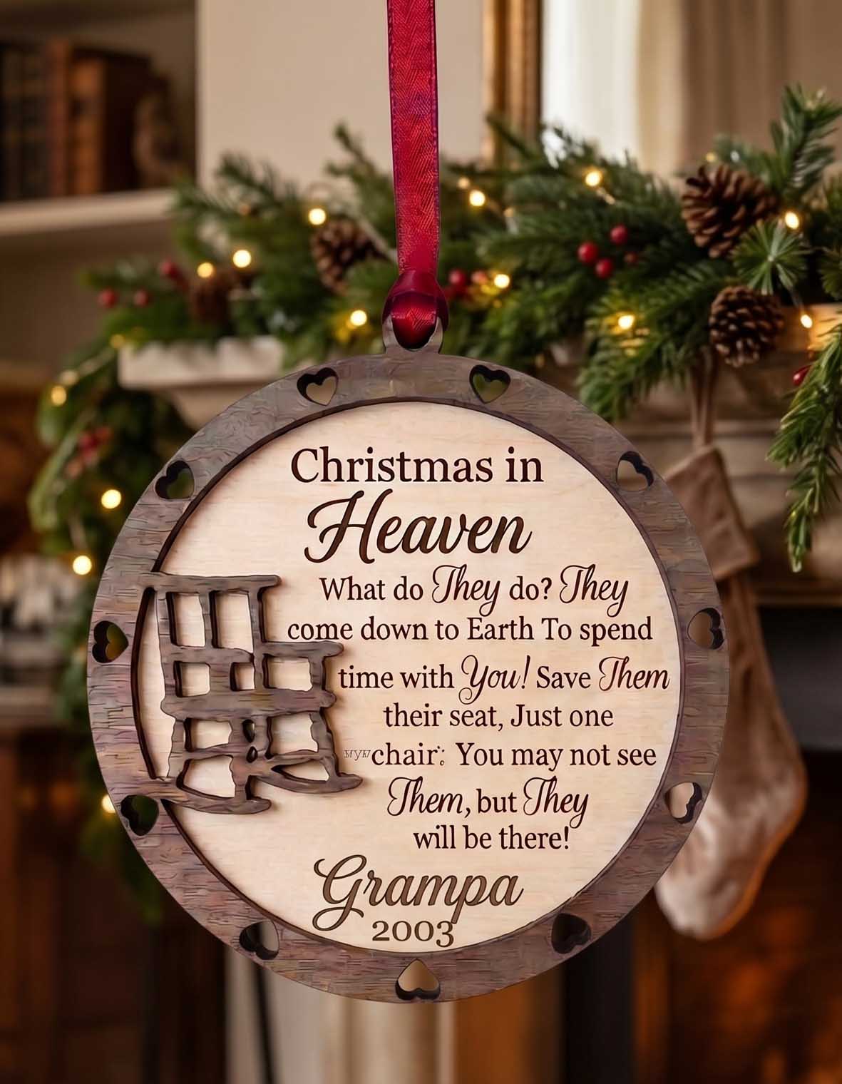 Christmas in Heaven Ornament | Custom Laser Engraved Memorial Keepsake