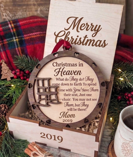 Christmas in Heaven Ornament | Custom Laser Engraved Memorial Keepsake