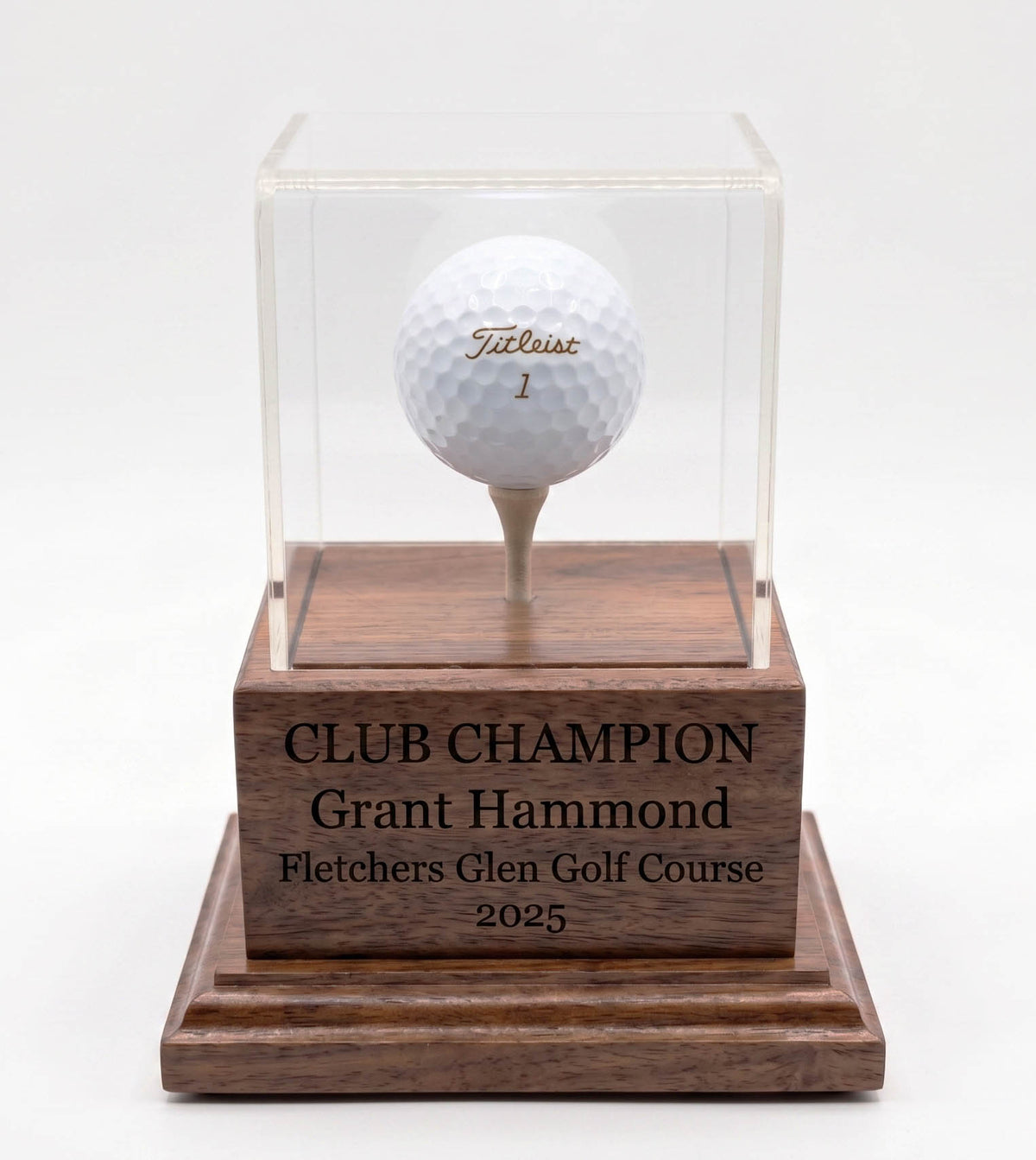 Personalized Real Wood Golf Ball Trophy Case | Made in Canada