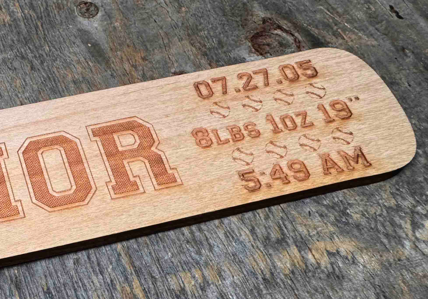 Mini Baseball Bat - Laser Cut and Engraved - Multiple Lengths Memories Made Custom