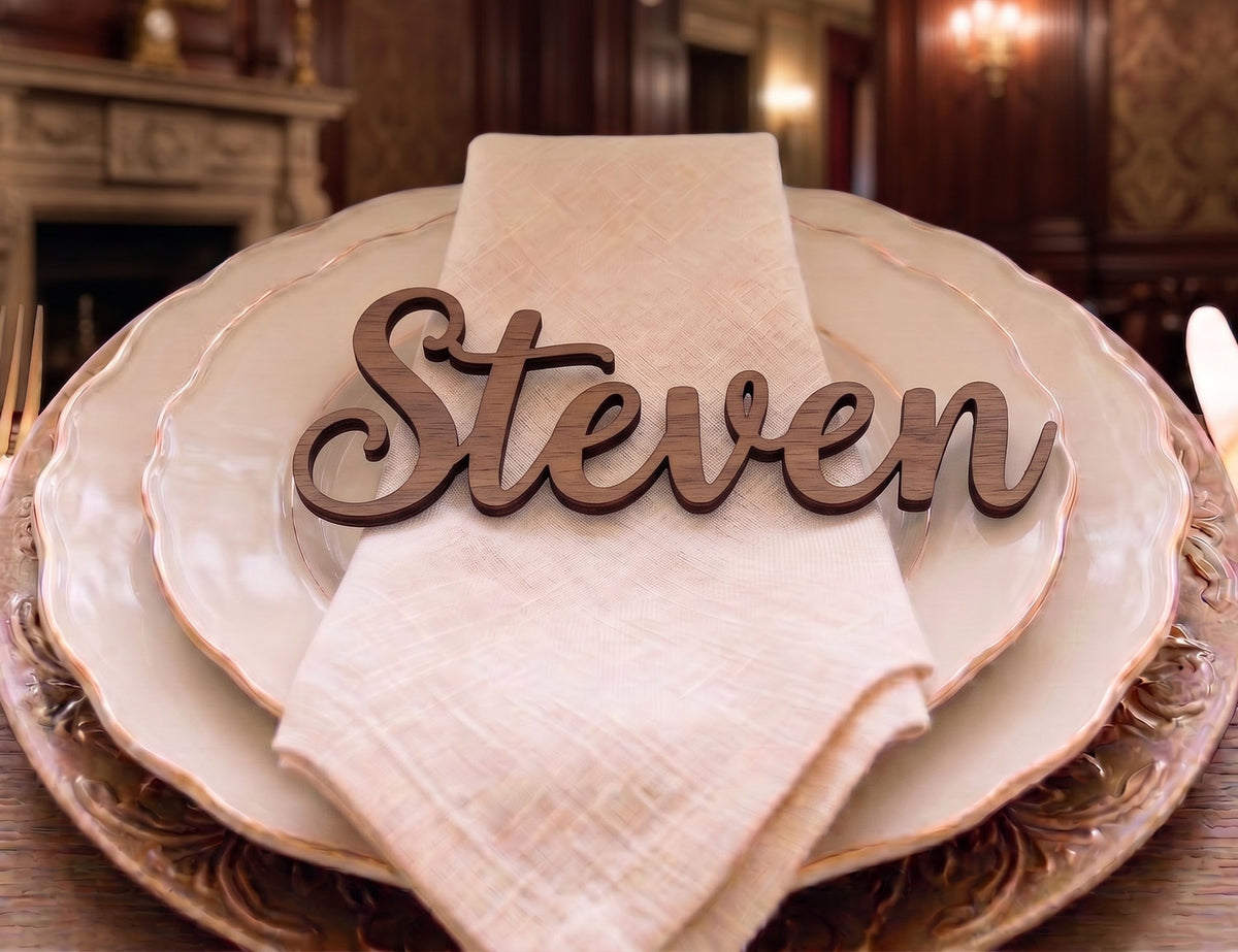 Custom Laser Cut Wooden Name Cards | Wedding Place Settings