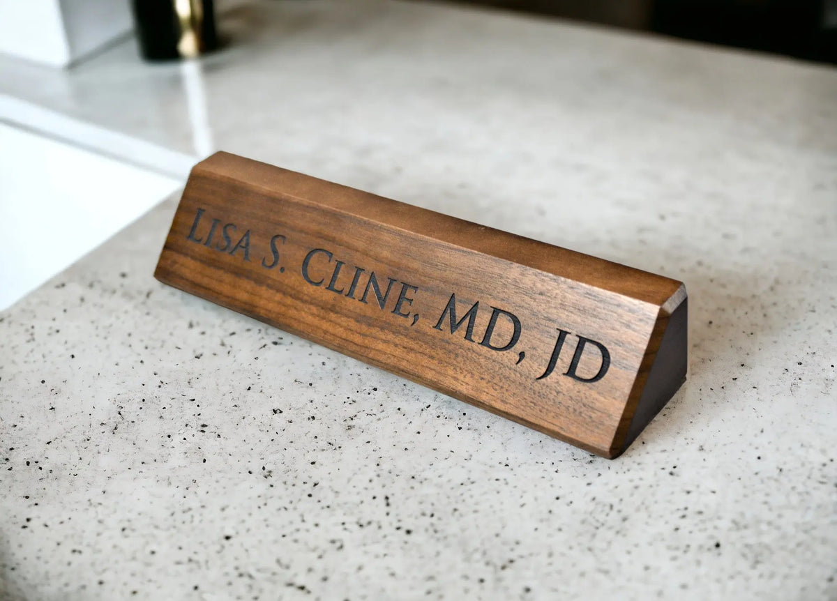 Walnut Desk Name Plate Memories Made Custom