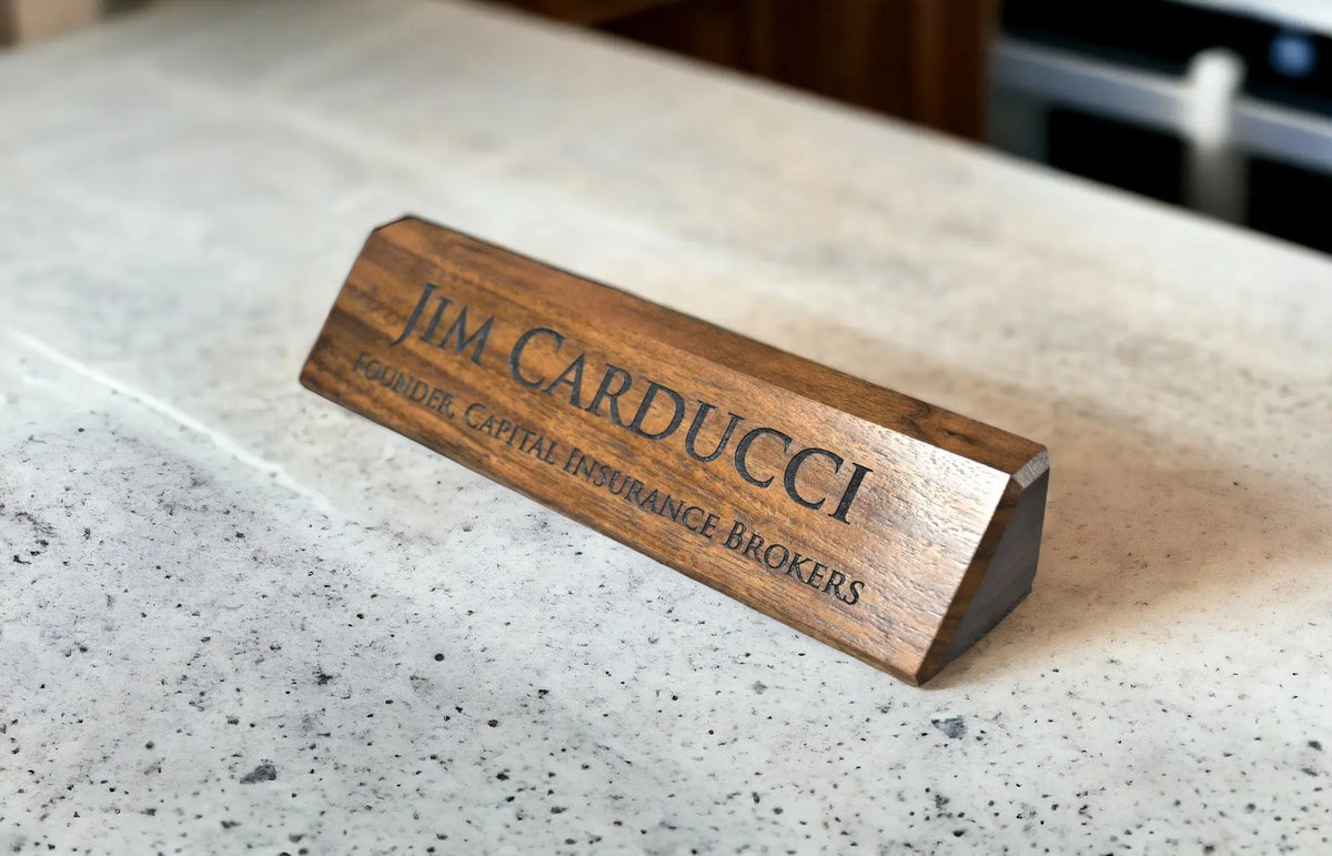 Walnut Desk Name Plate Memories Made Custom