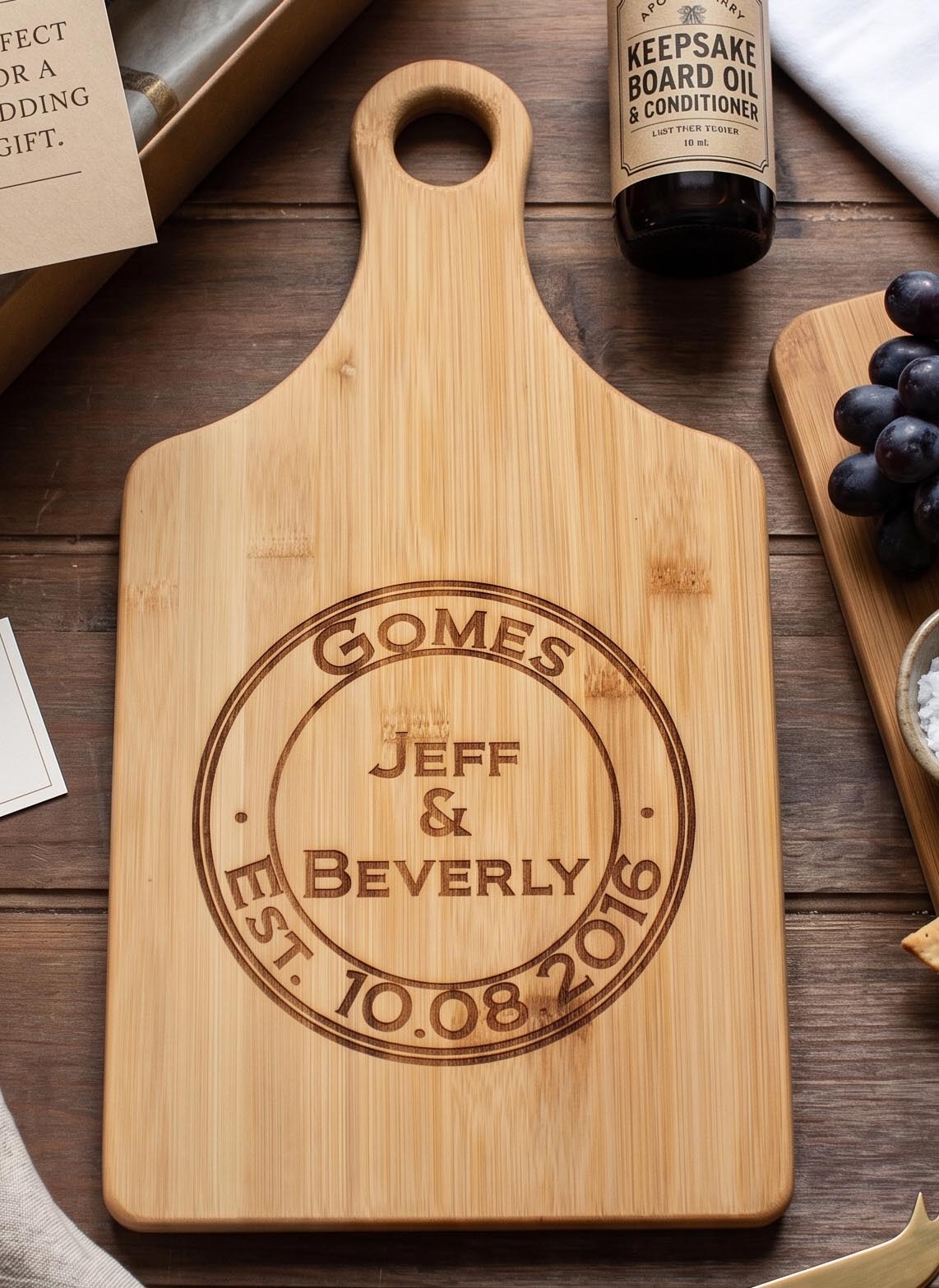 Personalized Bamboo Paddle Cutting Board