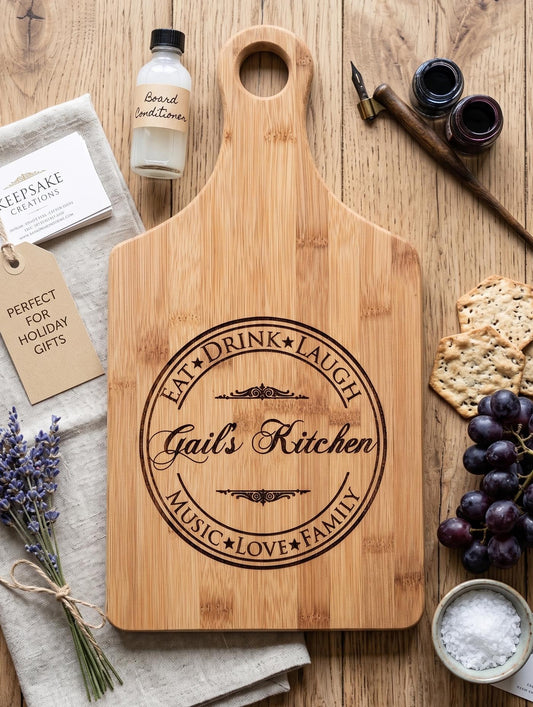Personalized Bamboo Paddle Cutting Board