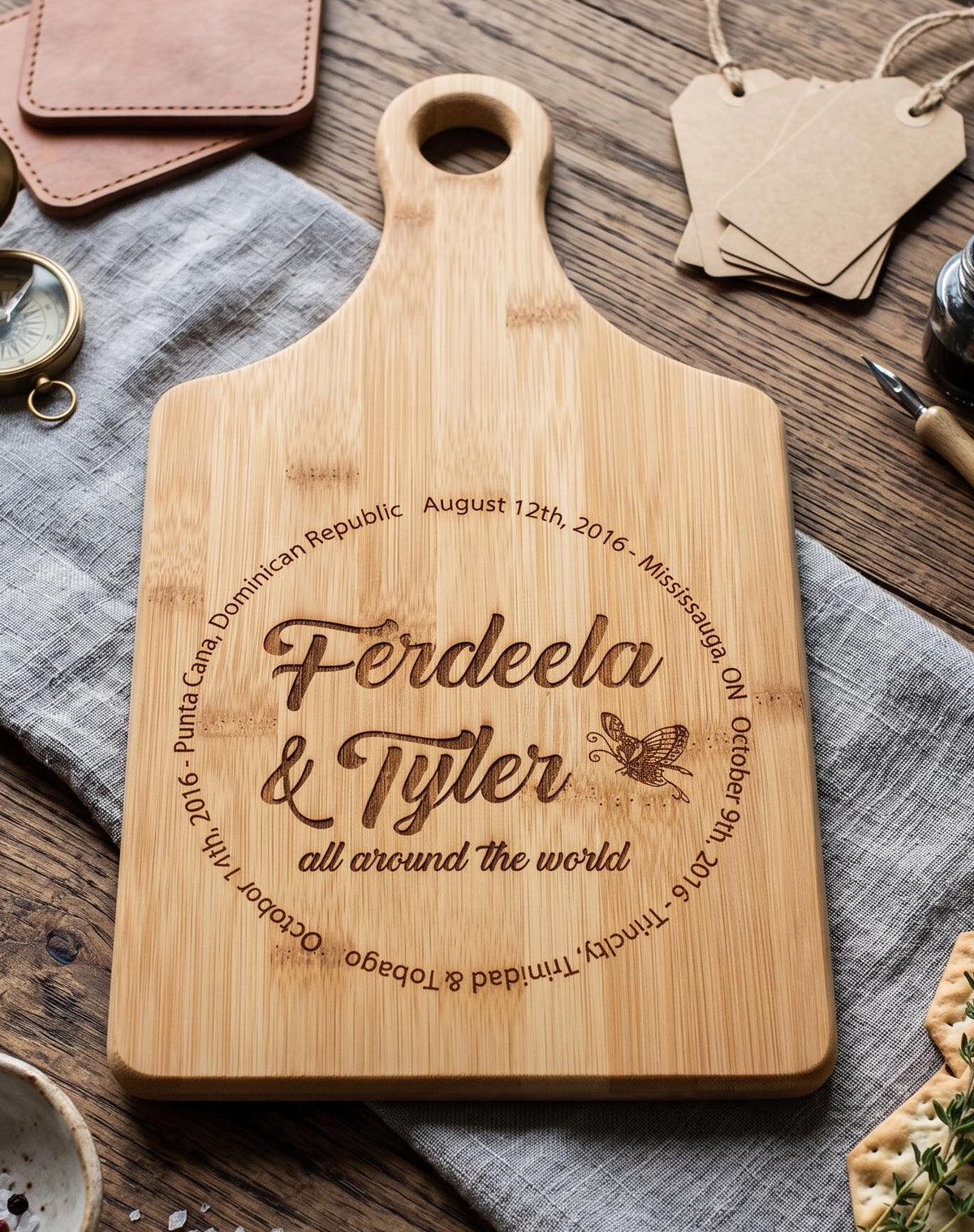 Personalized Bamboo Paddle Cutting Board