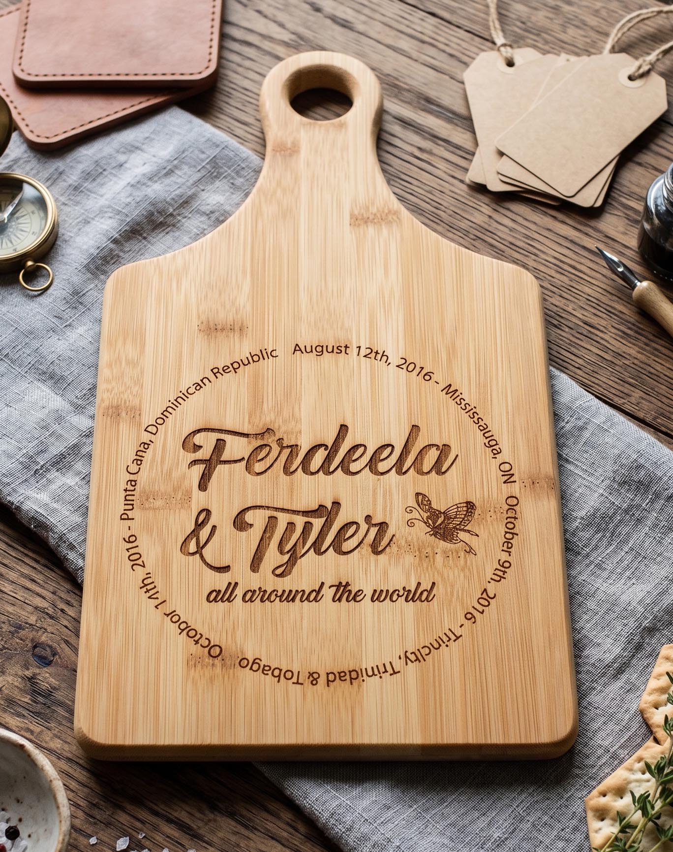 Personalized Bamboo Paddle Cutting Board