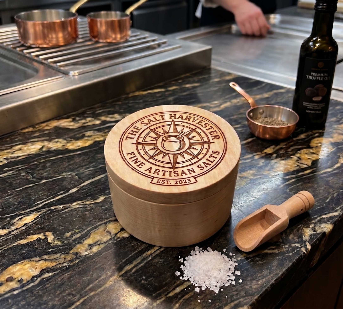 Chef Quality Salt Box | Canadian Maple & Custom Laser Engraved