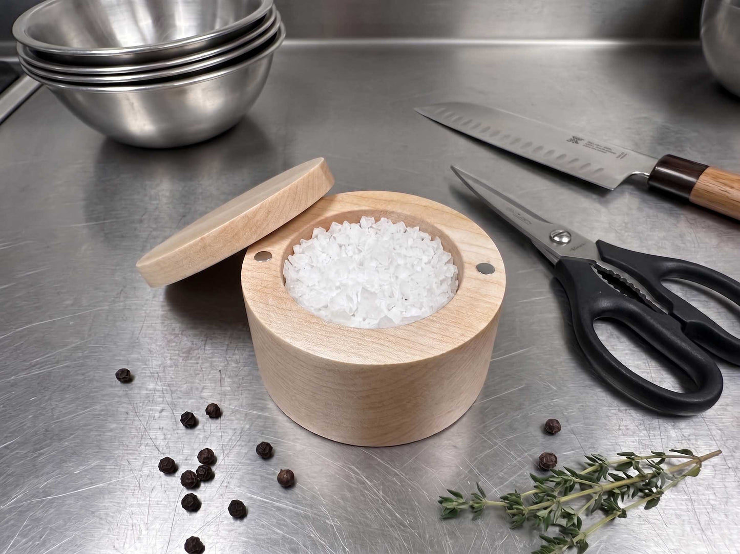 Chef Quality Salt Box | Canadian Maple & Custom Laser Engraved