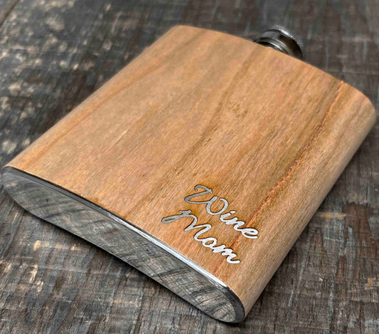 Cherry Wood Engraved Flask - Your Custom Design