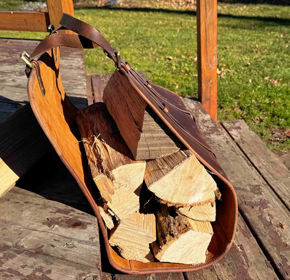 Fire Log Carrier Premium Leather Memories Made Custom