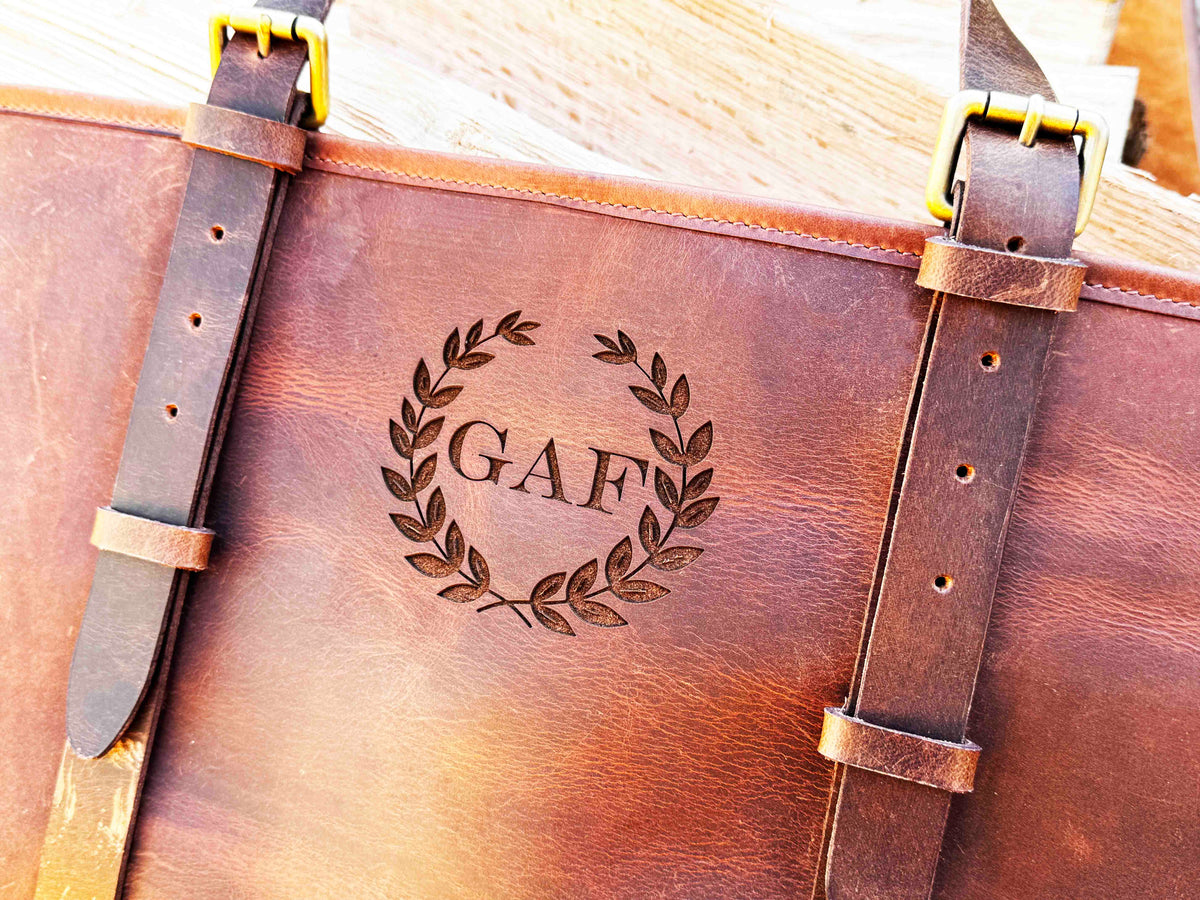 Fire Log Carrier Premium Leather Memories Made Custom