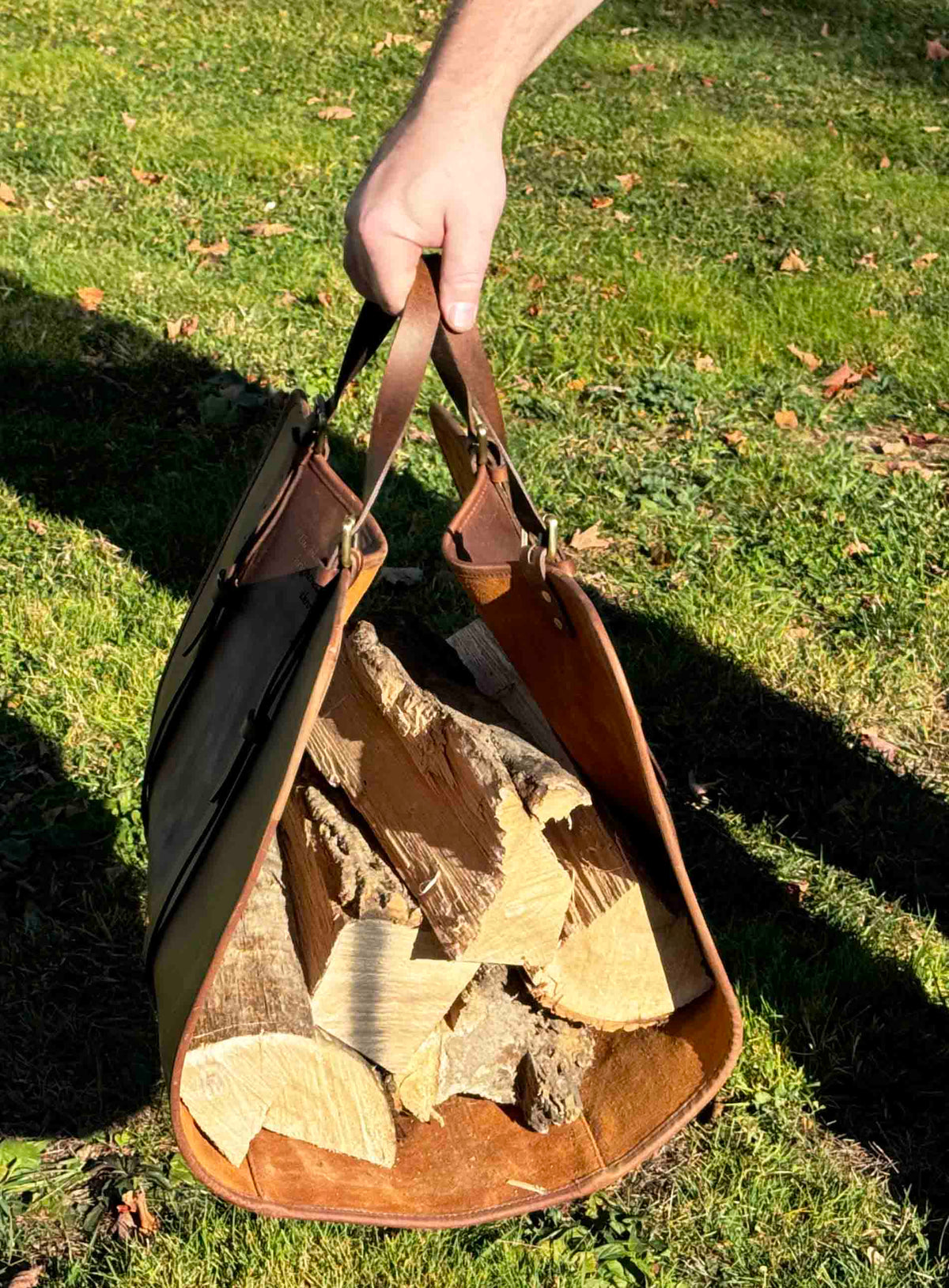 Fire Log Carrier Premium Leather Memories Made Custom