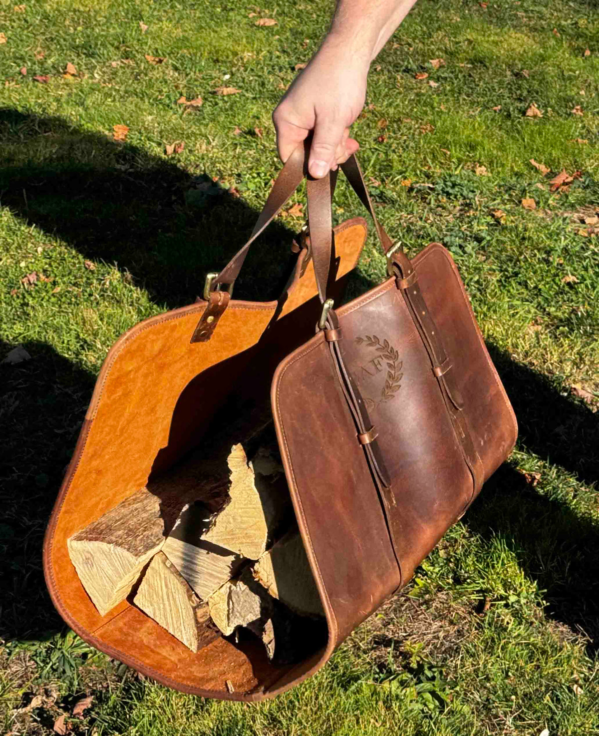 Fire Log Carrier Premium Leather Memories Made Custom