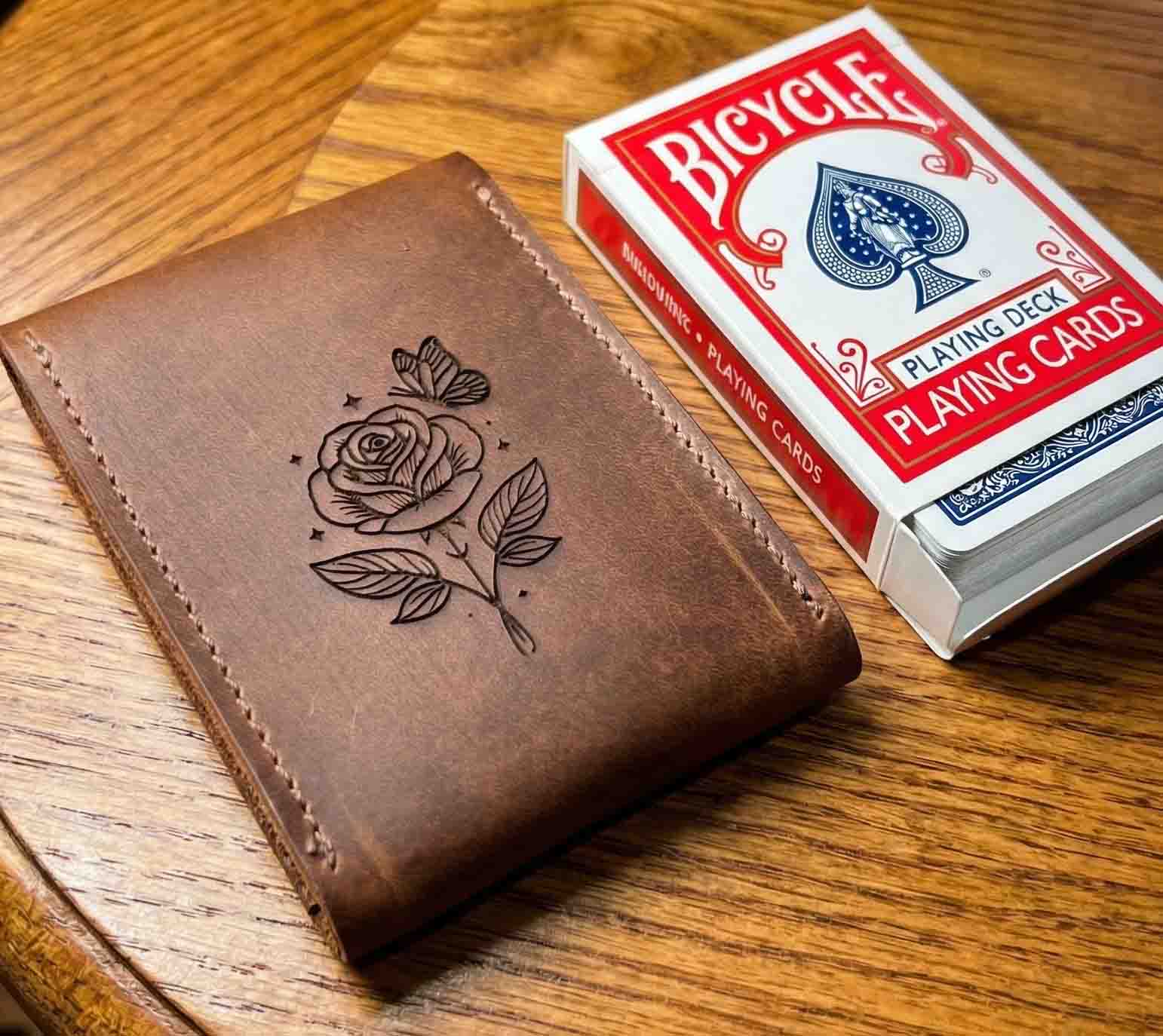 Custom Engraved Leather Playing Card Case