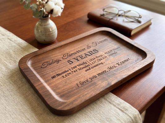 Custom Wooden Catch-All Tray | 5th Anniversary Wood Gift