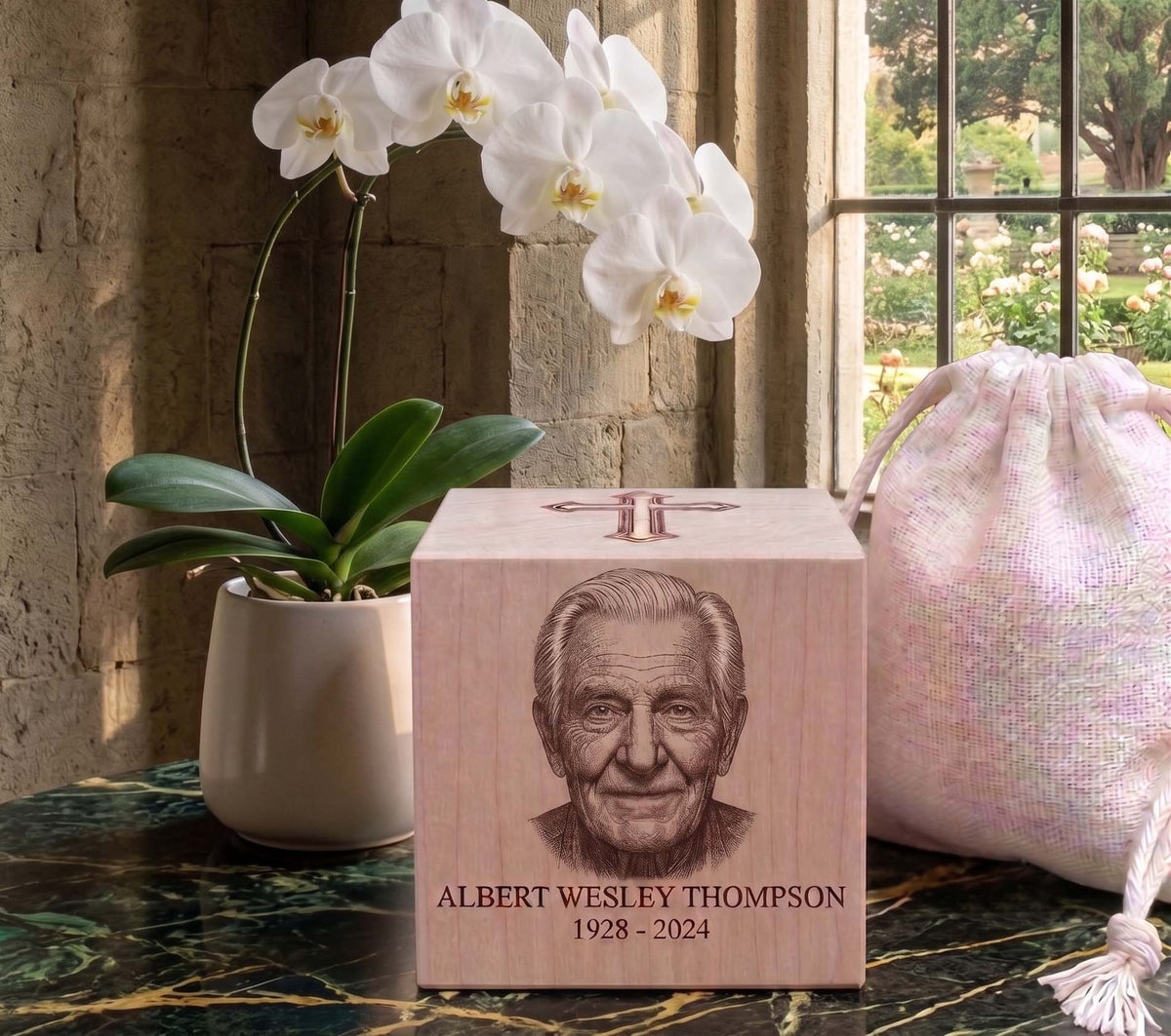 Celebration of Life: Custom Engraved Canadian Maple Memorial Block Gift Set