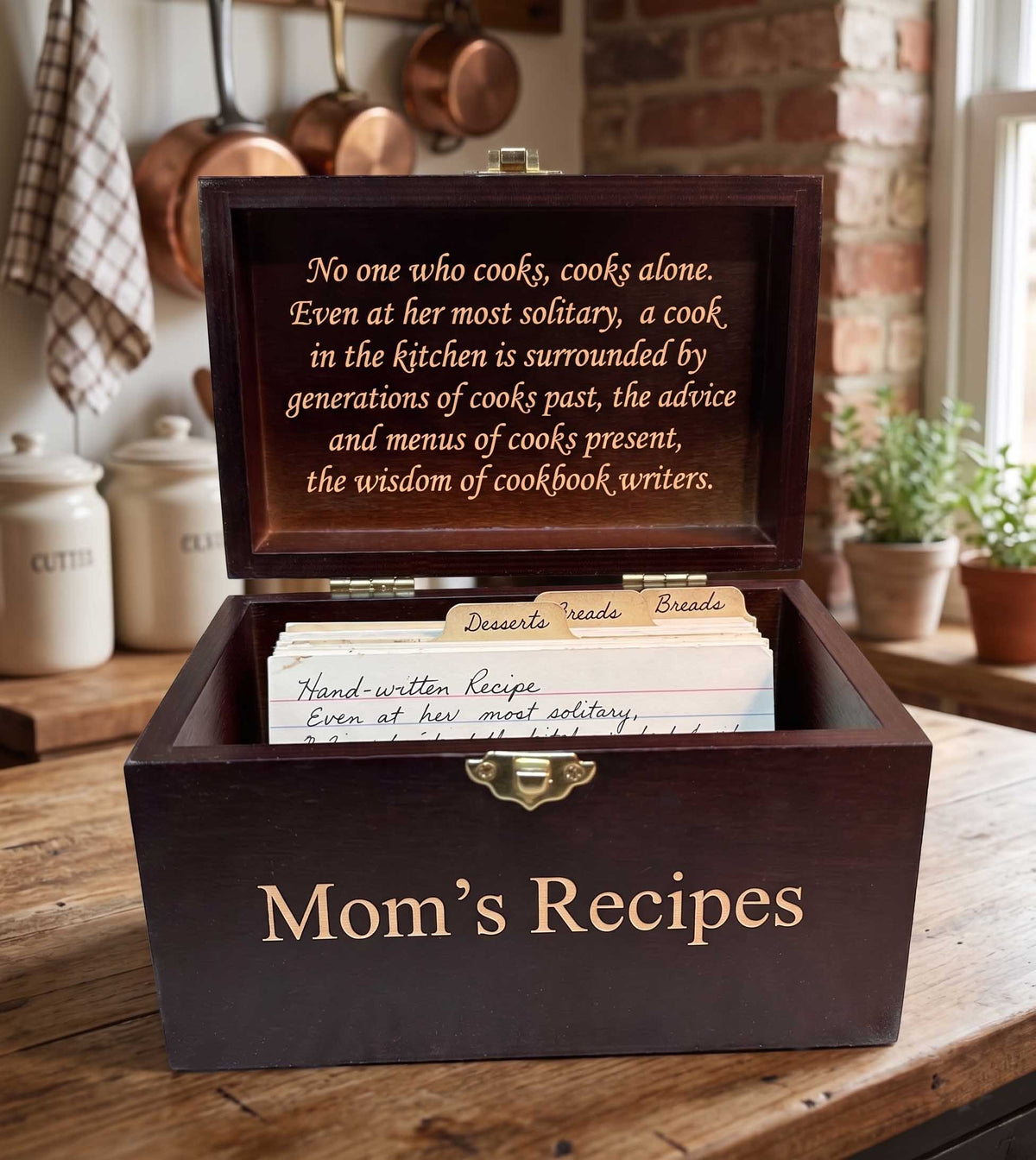Personalized Wooden Recipe Box - Custom Engraved (4x6)