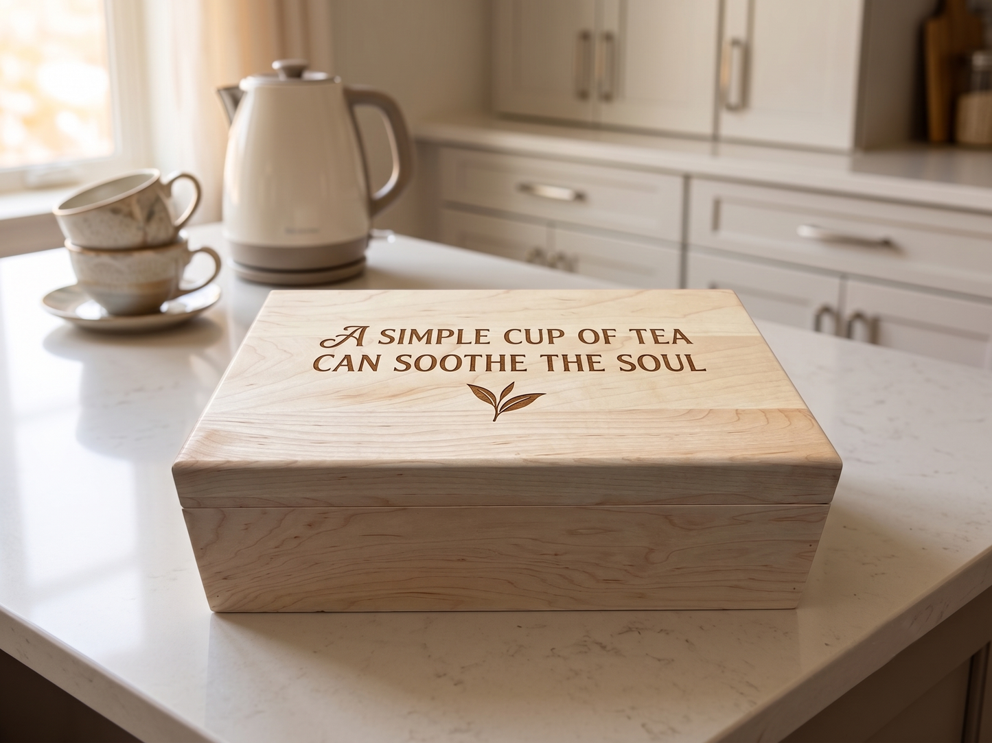 Heirloom Quality Custom Engraved Canadian Maple Tea Box | Made in Canada