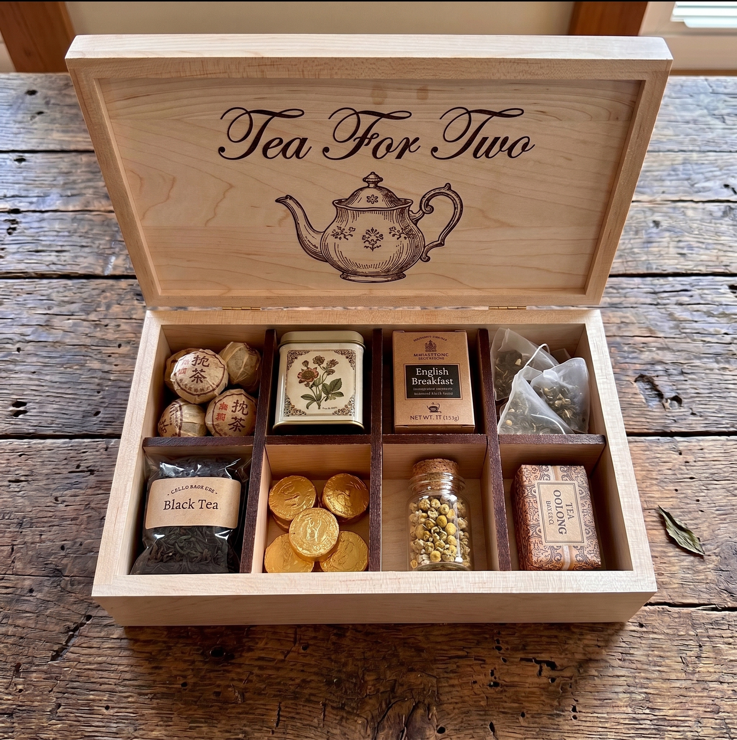 Heirloom Quality Custom Engraved Canadian Maple Tea Box | Made in Canada