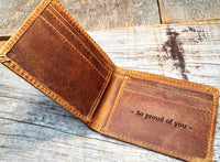 Wallet Bi-Fold Premium Leather Engraved With Inner Slots for Cards Memories Made Custom
