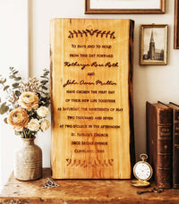 Wedding Invitation Engraved on Cherry Wood | Canadian Made