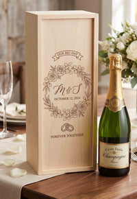 Personalized Pine Champagne Box | Custom Laser Engraved Champagne Box for Any Occasion