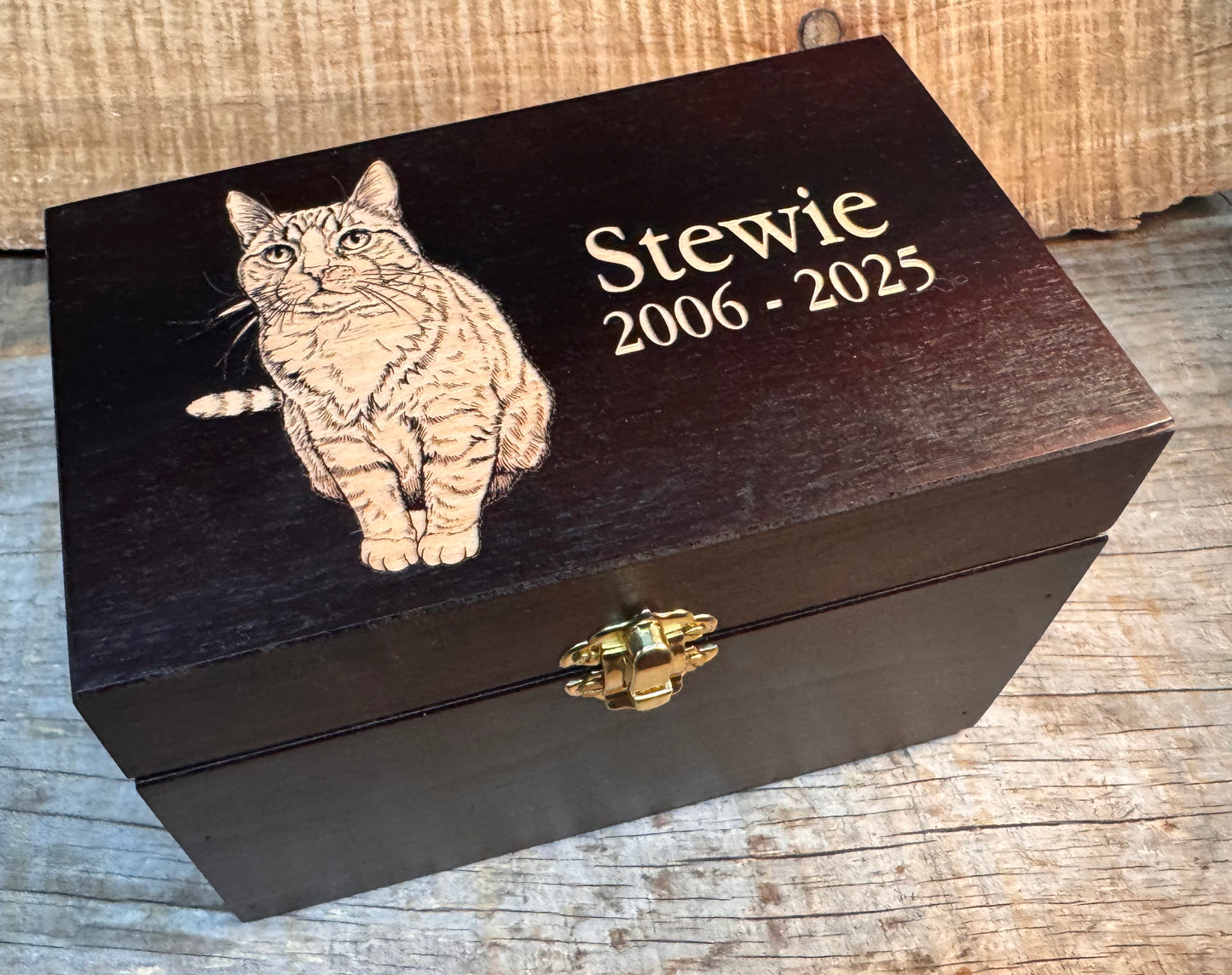 Custom Engraved Wooden Keepsake Box - Walnut Stain