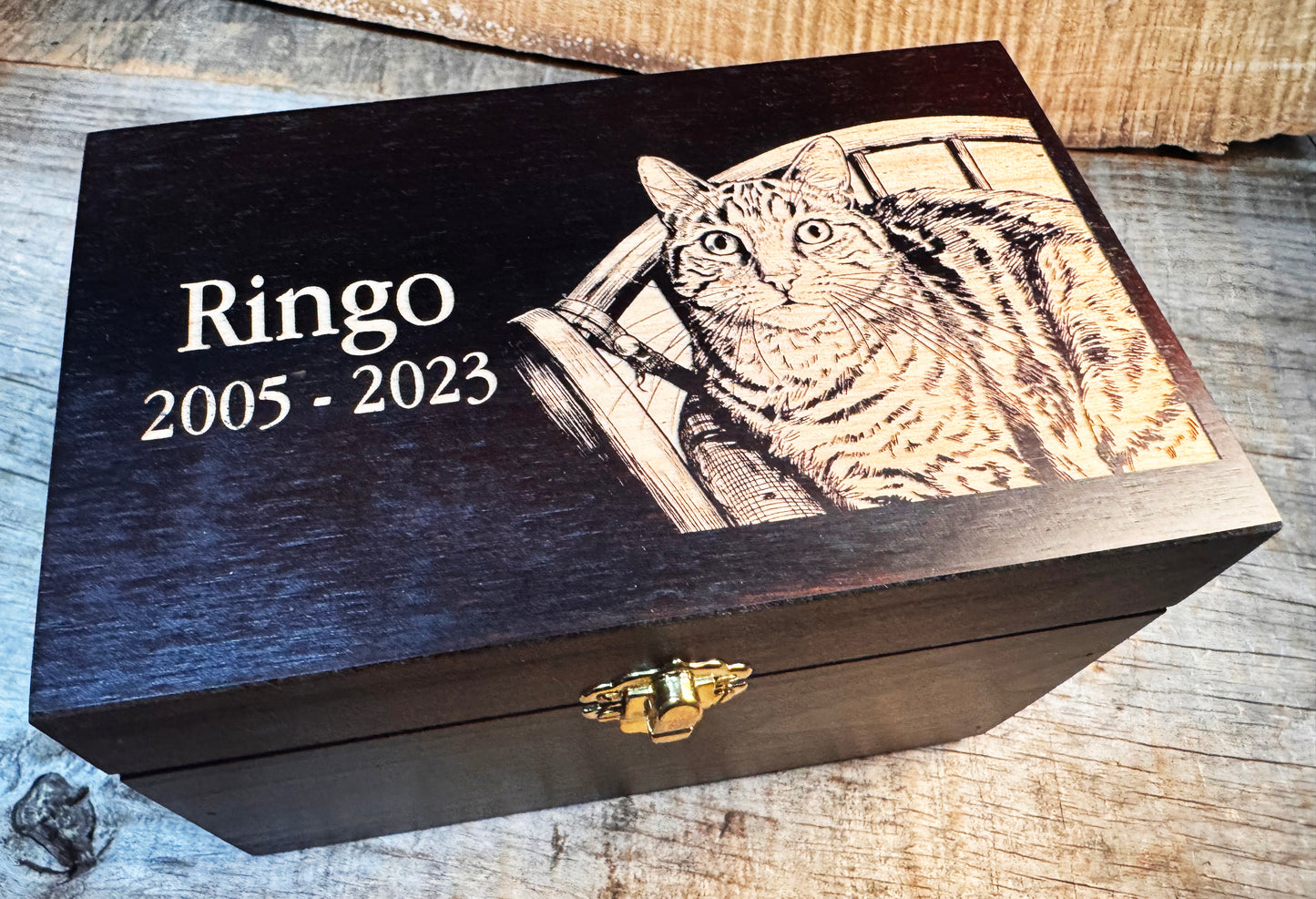 Custom Engraved Wooden Keepsake Box - Walnut Stain