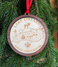 Lake Ontario Always and Forever | Custom Engraved Wood Christmas Ornament