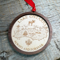 Lake Ontario Always and Forever | Custom Engraved Wood Christmas Ornament