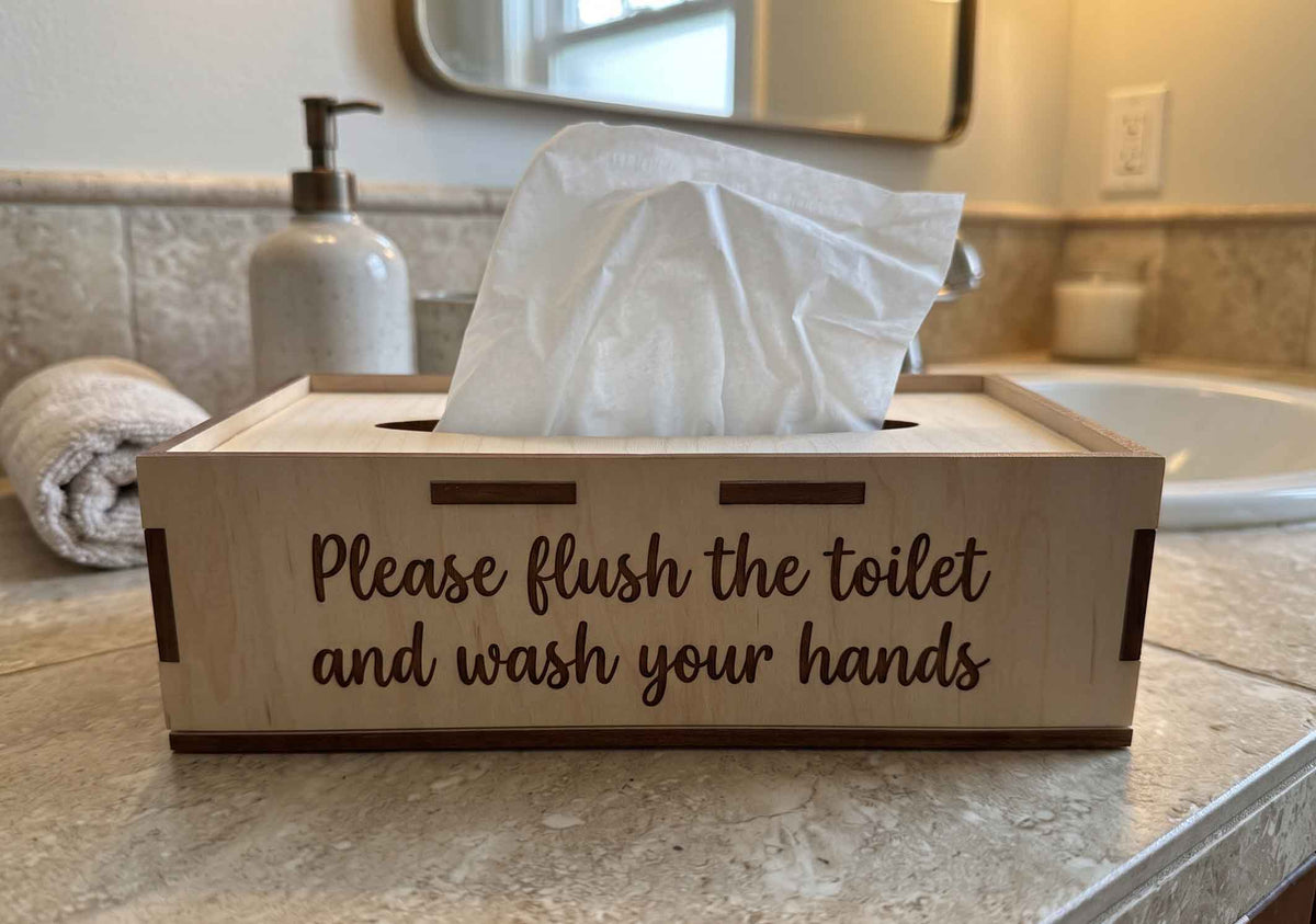 Personalized Wooden Tissue Box Cover | Custom Laser Engraved