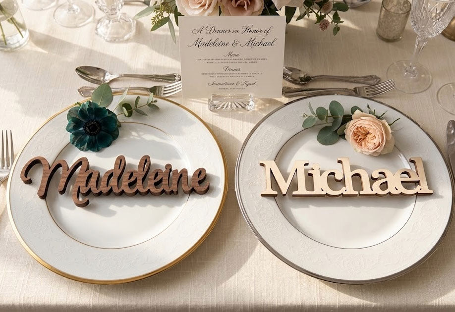 Custom Laser Cut Wooden Name Cards | Wedding Place Settings