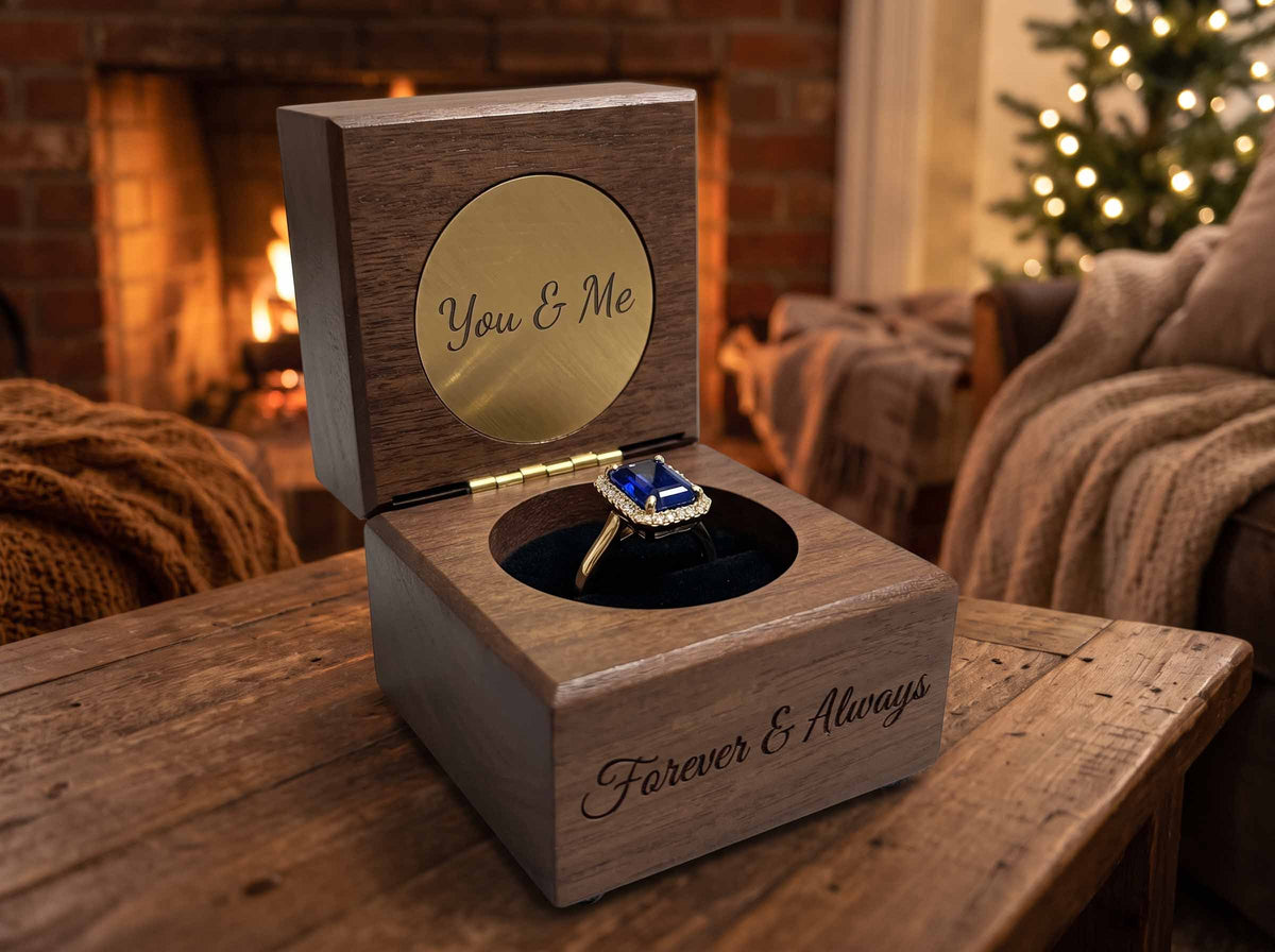 Custom Engraved Engagement Ring Box | Canadian Maple or Walnut