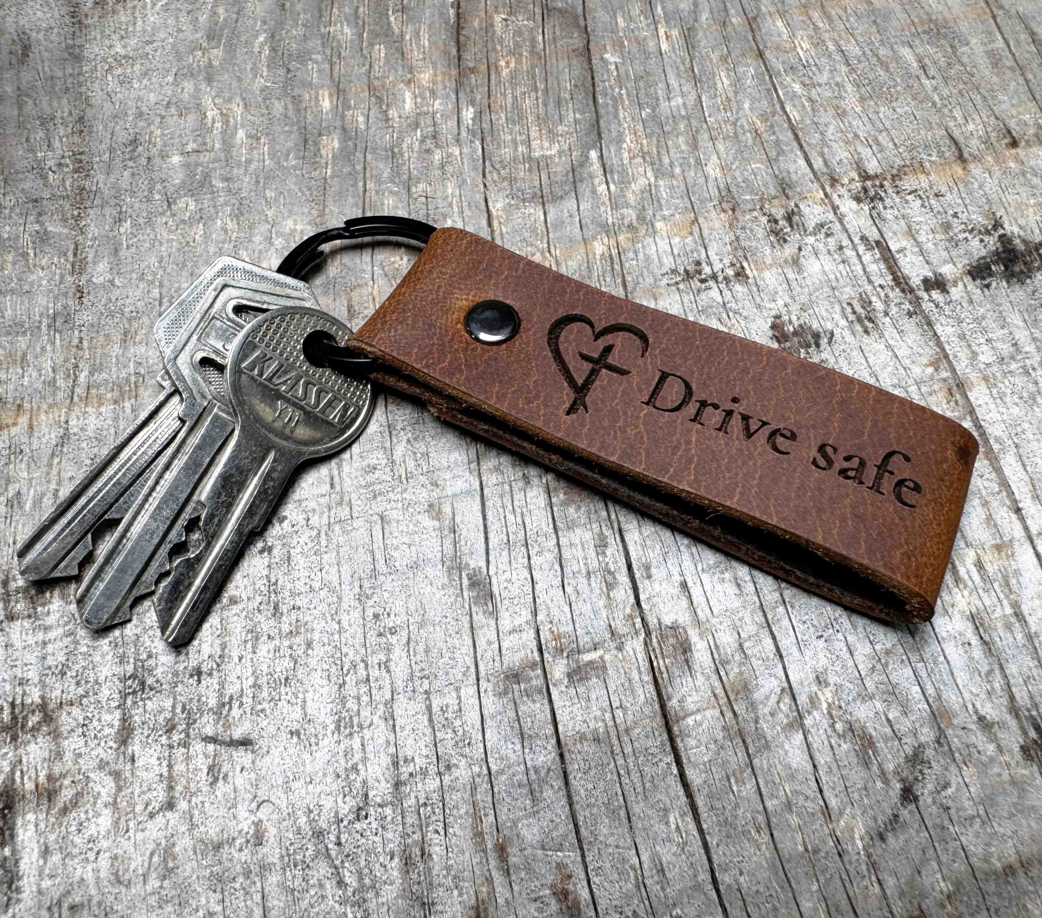 Leather Keychain ring Custom Engraved