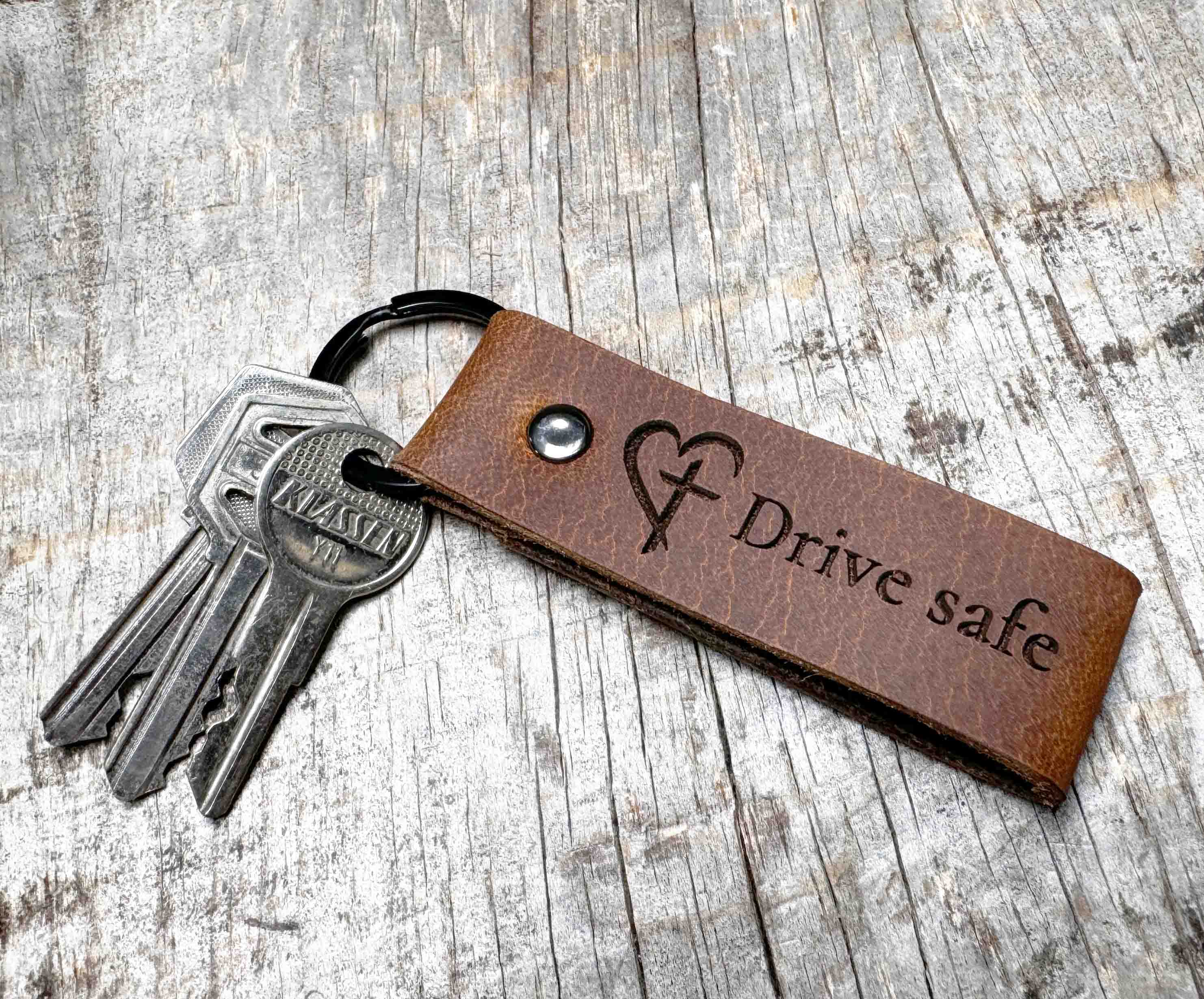 Leather Keychain ring Custom Engraved