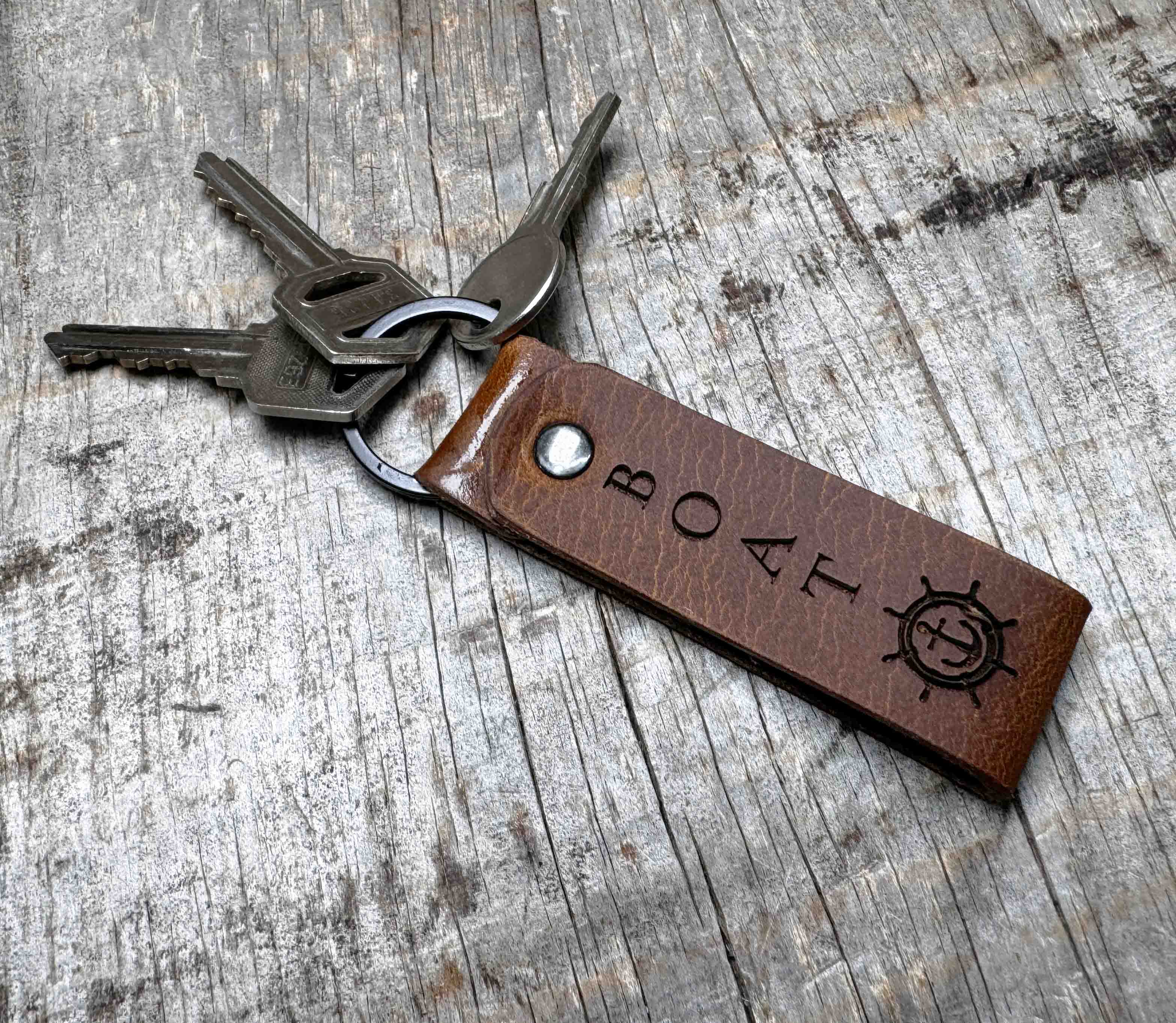 Leather Keychain ring Custom Engraved