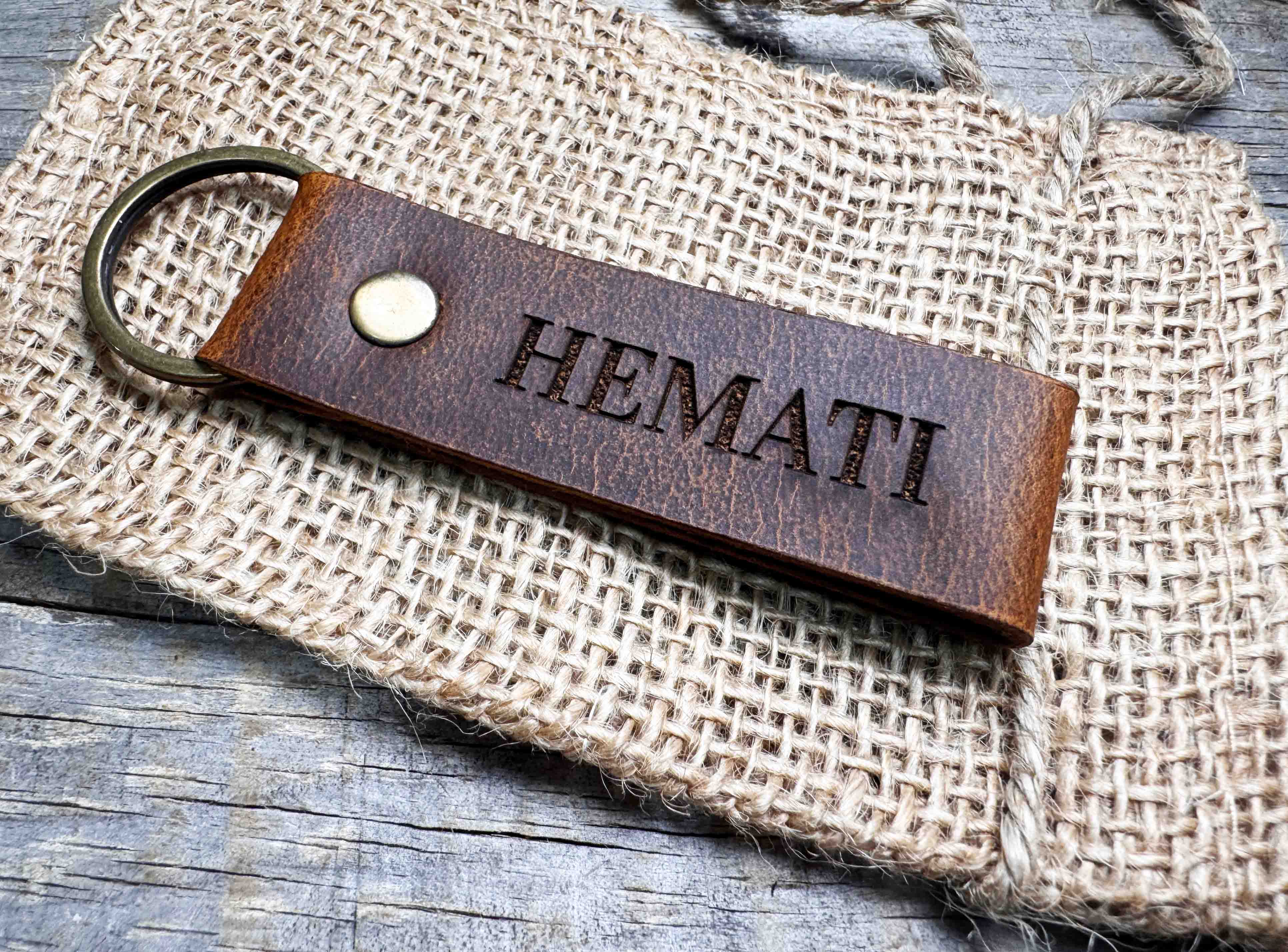 Leather Keychain ring Custom Engraved - Memories Made Custom