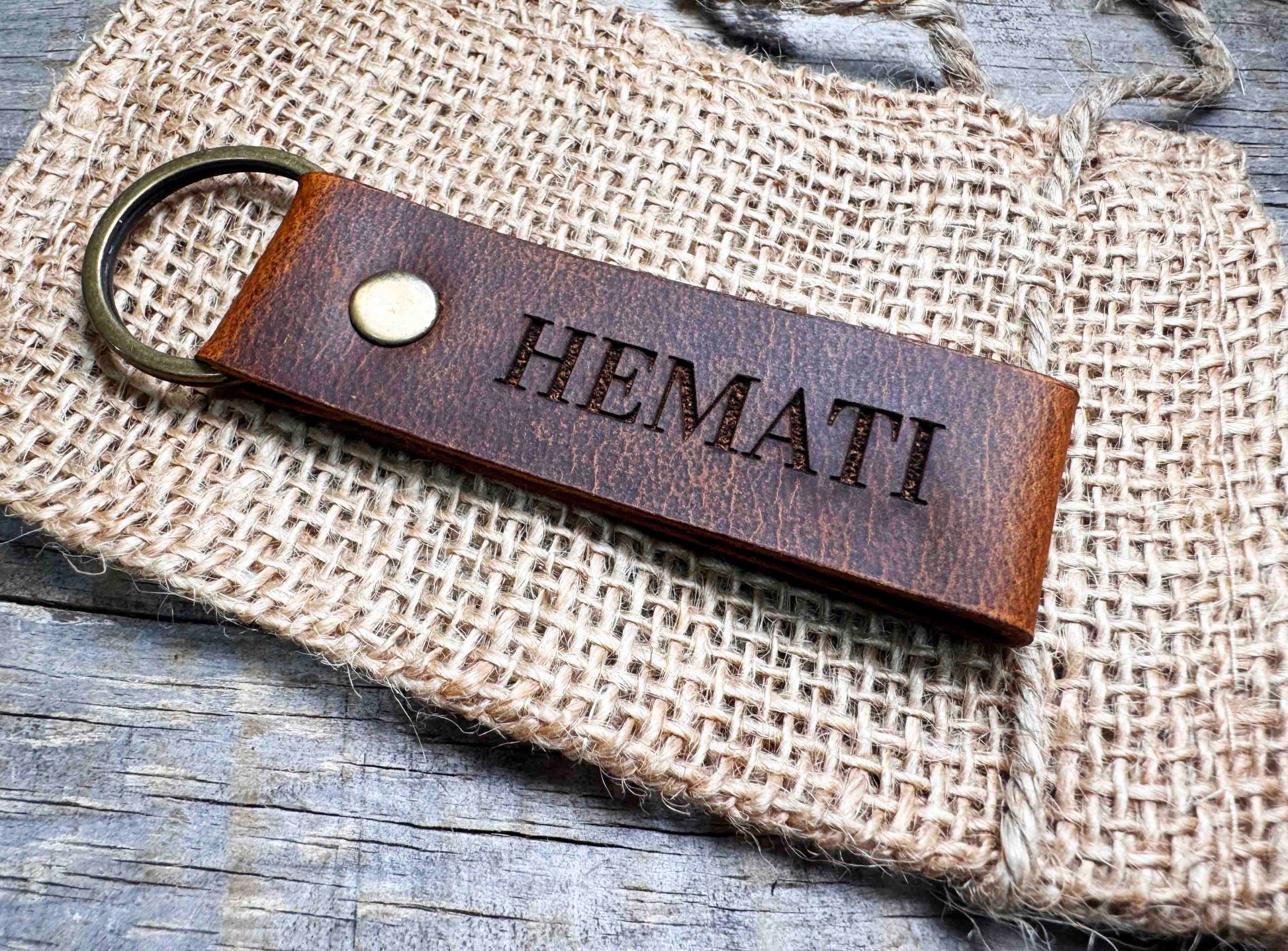 Leather Keychain ring Custom Engraved - Memories Made Custom