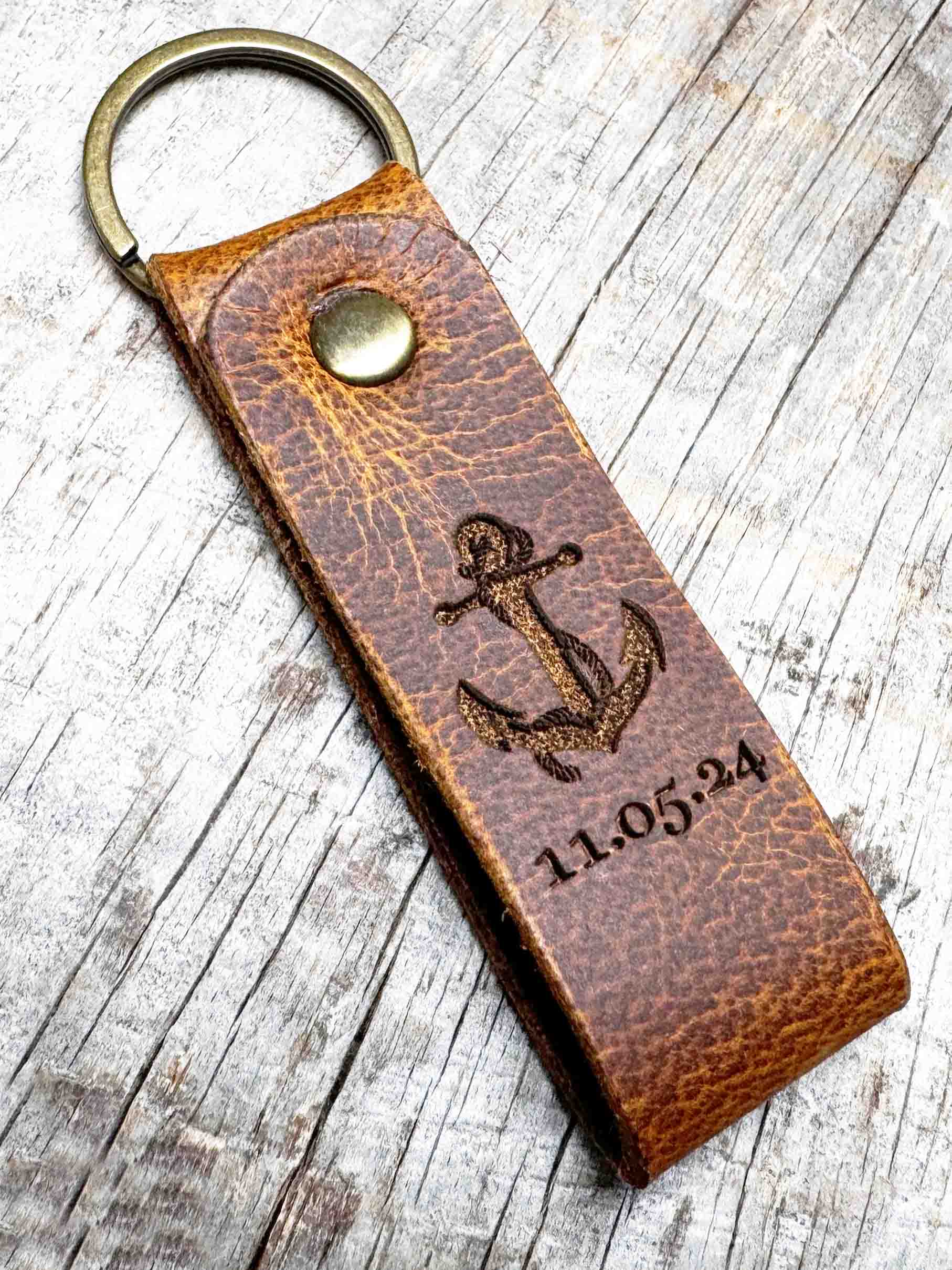 Leather Keychain ring Custom Engraved