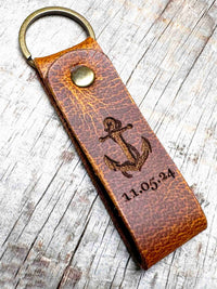 Leather Keychain ring Custom Engraved Memories Made Custom
